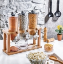 3er Müslispender Ceralienspender | Holz |3x 1,5 L | Cornflakesspender Kornflakes Spender Behälter